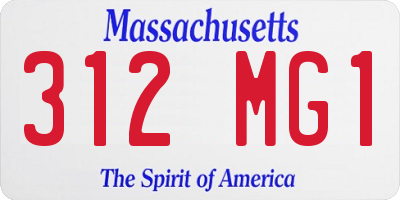 MA license plate 312MG1