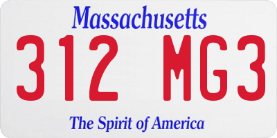 MA license plate 312MG3