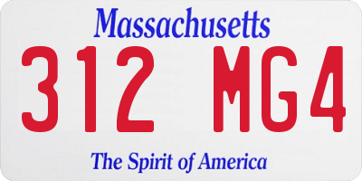 MA license plate 312MG4