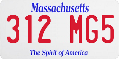 MA license plate 312MG5
