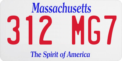 MA license plate 312MG7
