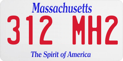 MA license plate 312MH2