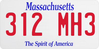 MA license plate 312MH3