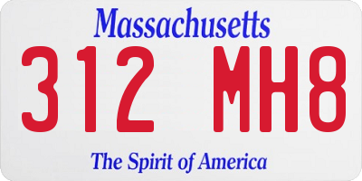 MA license plate 312MH8