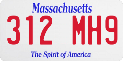 MA license plate 312MH9