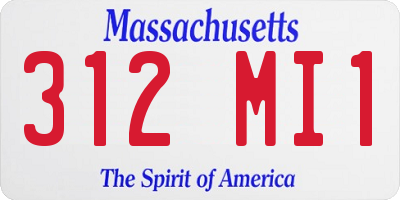 MA license plate 312MI1
