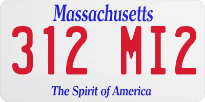 MA license plate 312MI2