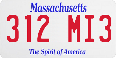 MA license plate 312MI3