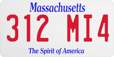 MA license plate 312MI4
