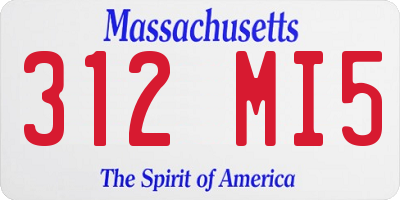 MA license plate 312MI5