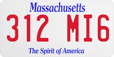 MA license plate 312MI6