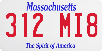 MA license plate 312MI8