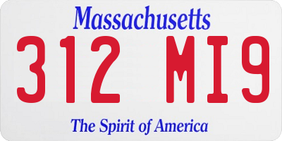 MA license plate 312MI9