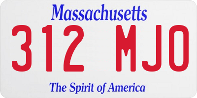MA license plate 312MJ0