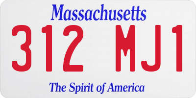 MA license plate 312MJ1