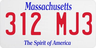 MA license plate 312MJ3