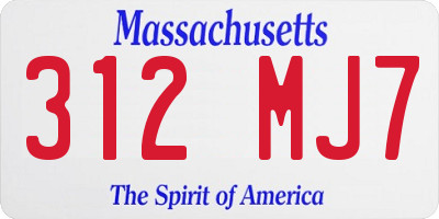 MA license plate 312MJ7