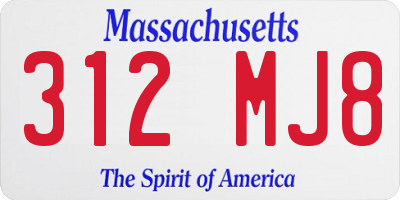 MA license plate 312MJ8