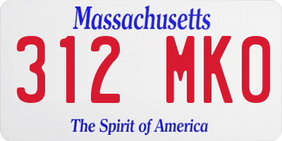 MA license plate 312MK0