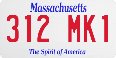 MA license plate 312MK1