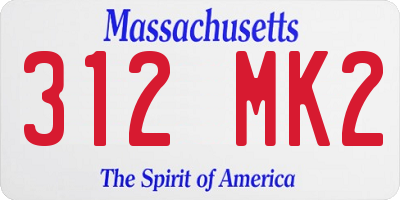 MA license plate 312MK2