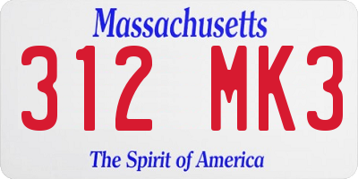 MA license plate 312MK3