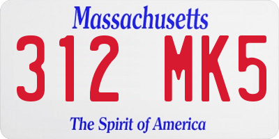 MA license plate 312MK5