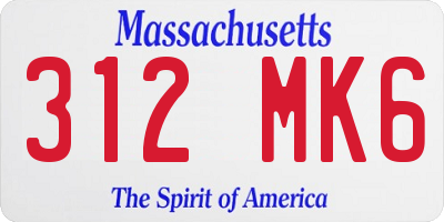MA license plate 312MK6