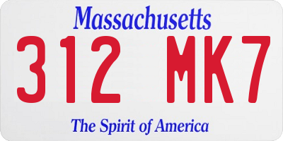MA license plate 312MK7