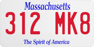MA license plate 312MK8