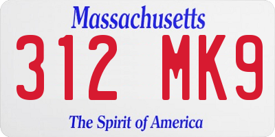 MA license plate 312MK9