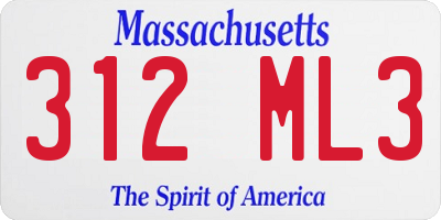 MA license plate 312ML3