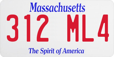 MA license plate 312ML4