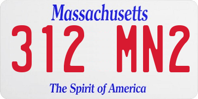 MA license plate 312MN2