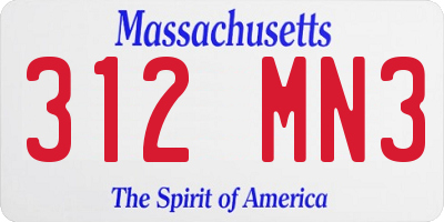 MA license plate 312MN3