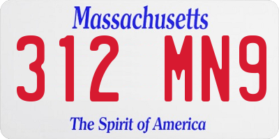 MA license plate 312MN9