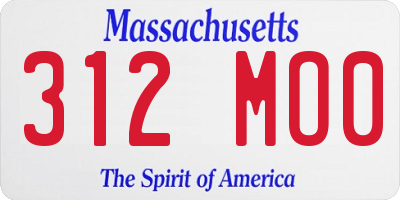 MA license plate 312MO0