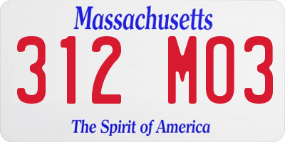 MA license plate 312MO3