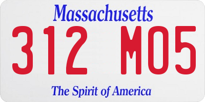 MA license plate 312MO5
