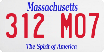 MA license plate 312MO7