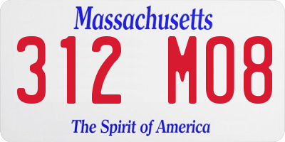 MA license plate 312MO8