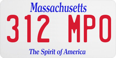 MA license plate 312MP0