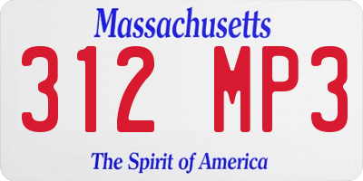 MA license plate 312MP3