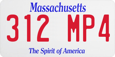 MA license plate 312MP4