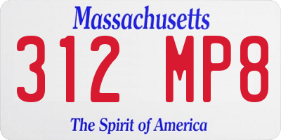 MA license plate 312MP8