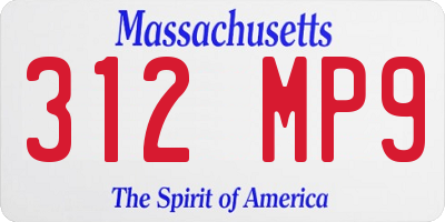 MA license plate 312MP9
