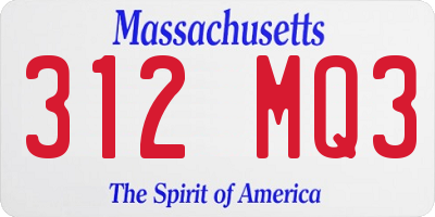 MA license plate 312MQ3