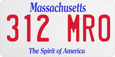 MA license plate 312MR0