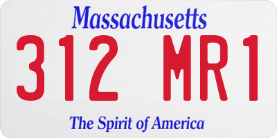MA license plate 312MR1