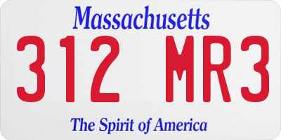 MA license plate 312MR3